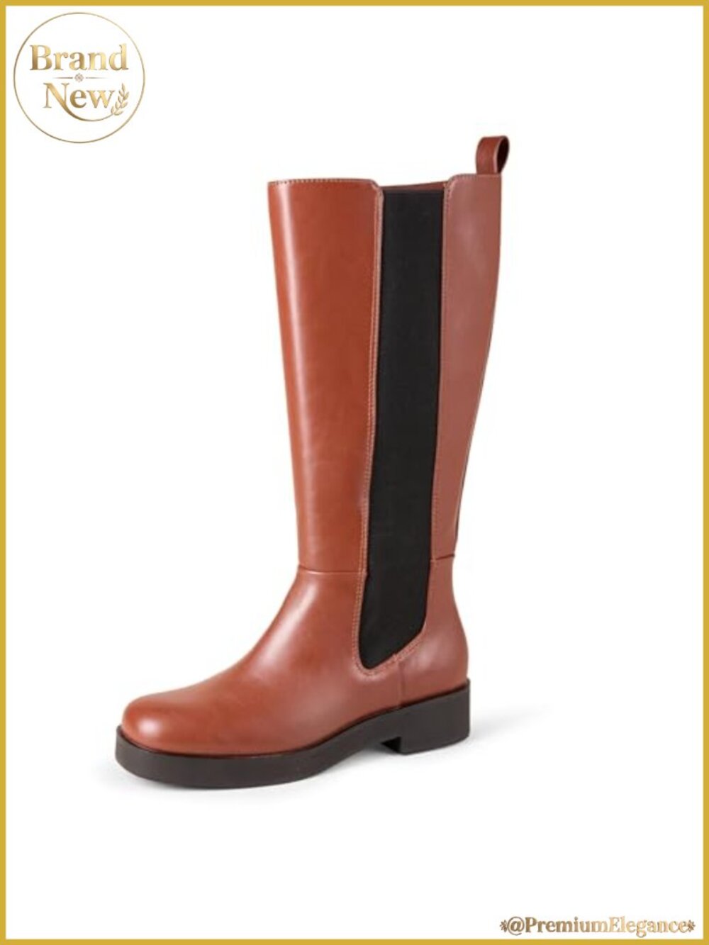 Women's Tall Faux Leather Knee-High Boots Square Toe Chunky Heel Side Zip